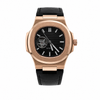 Nautilus Rose Gold Open Heart & Black Leather