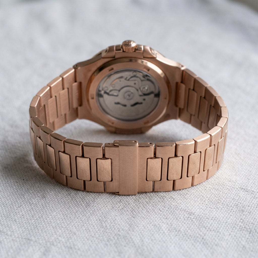 Nautilus Rose Gold & Chocolate Brown Open Heart
