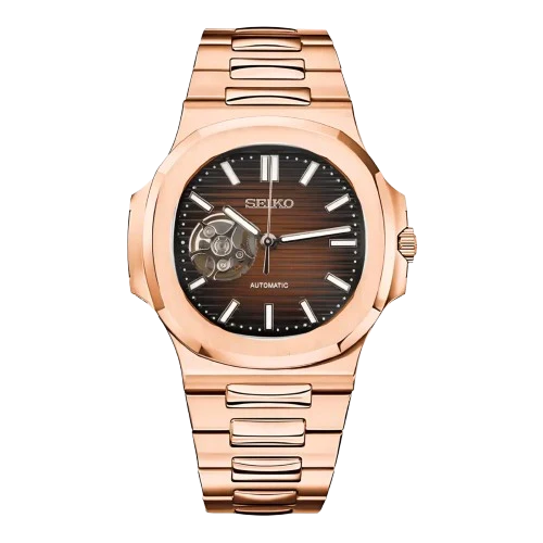 Nautilus Rose Gold & Chocolate Brown Open Heart