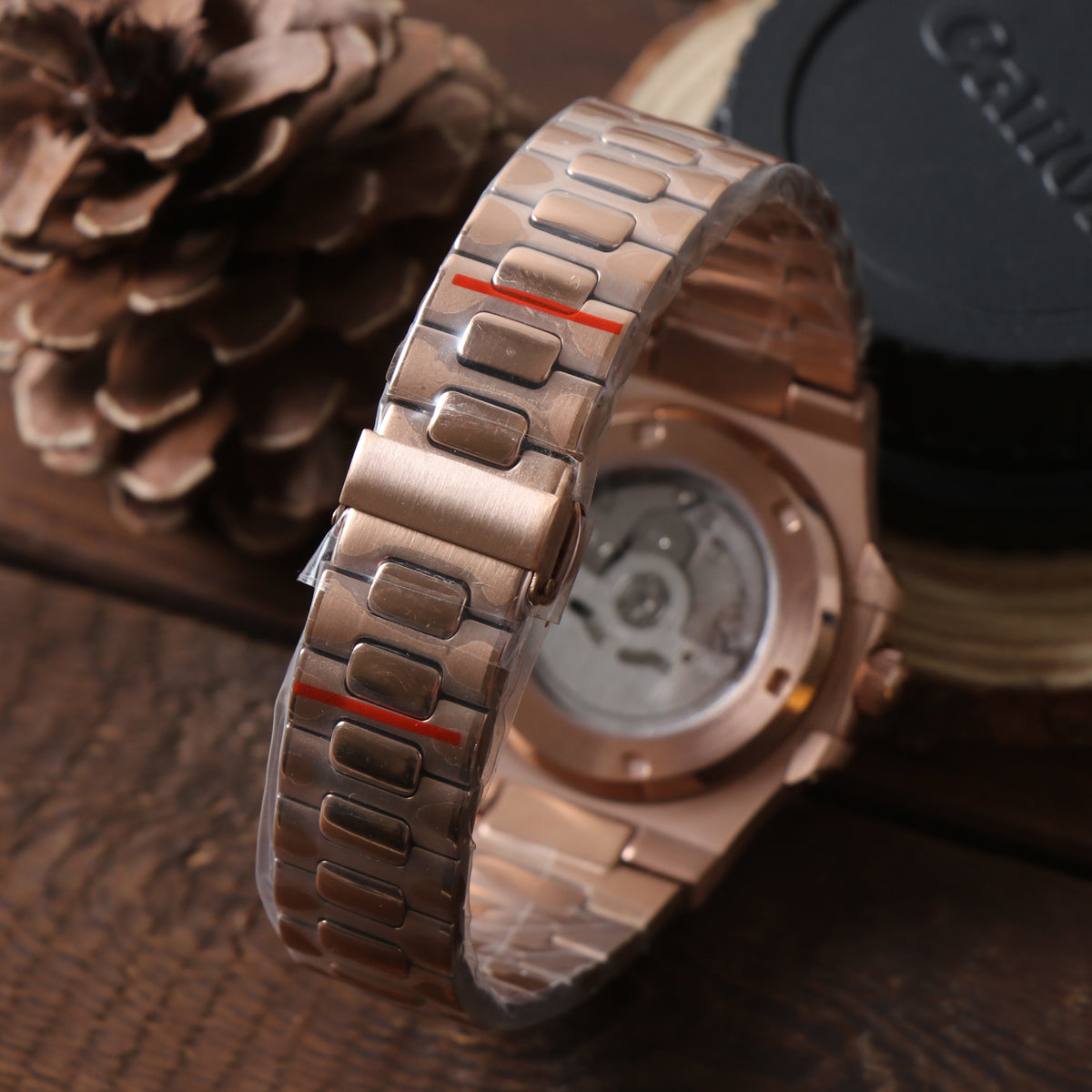Nautilus Rose Gold & Chocolate Brown Open Heart